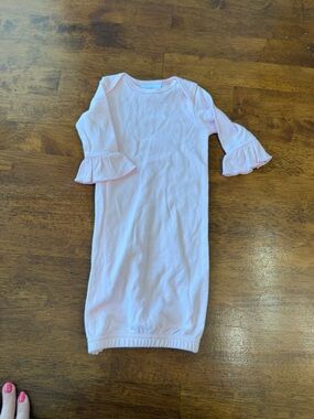 Bayou Blanks Pink Baby Gown with Ruffle Sleeves zip side size one size